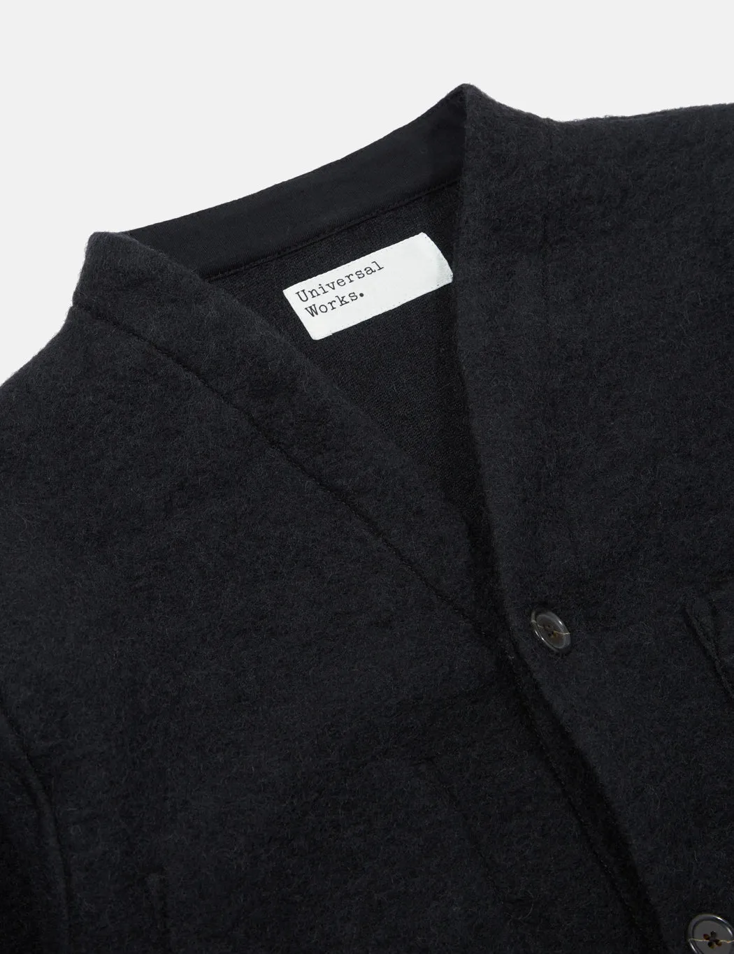 Universal Works Cardigan (Wool Fleece) - Black sold by Article London product image thumbnail 5