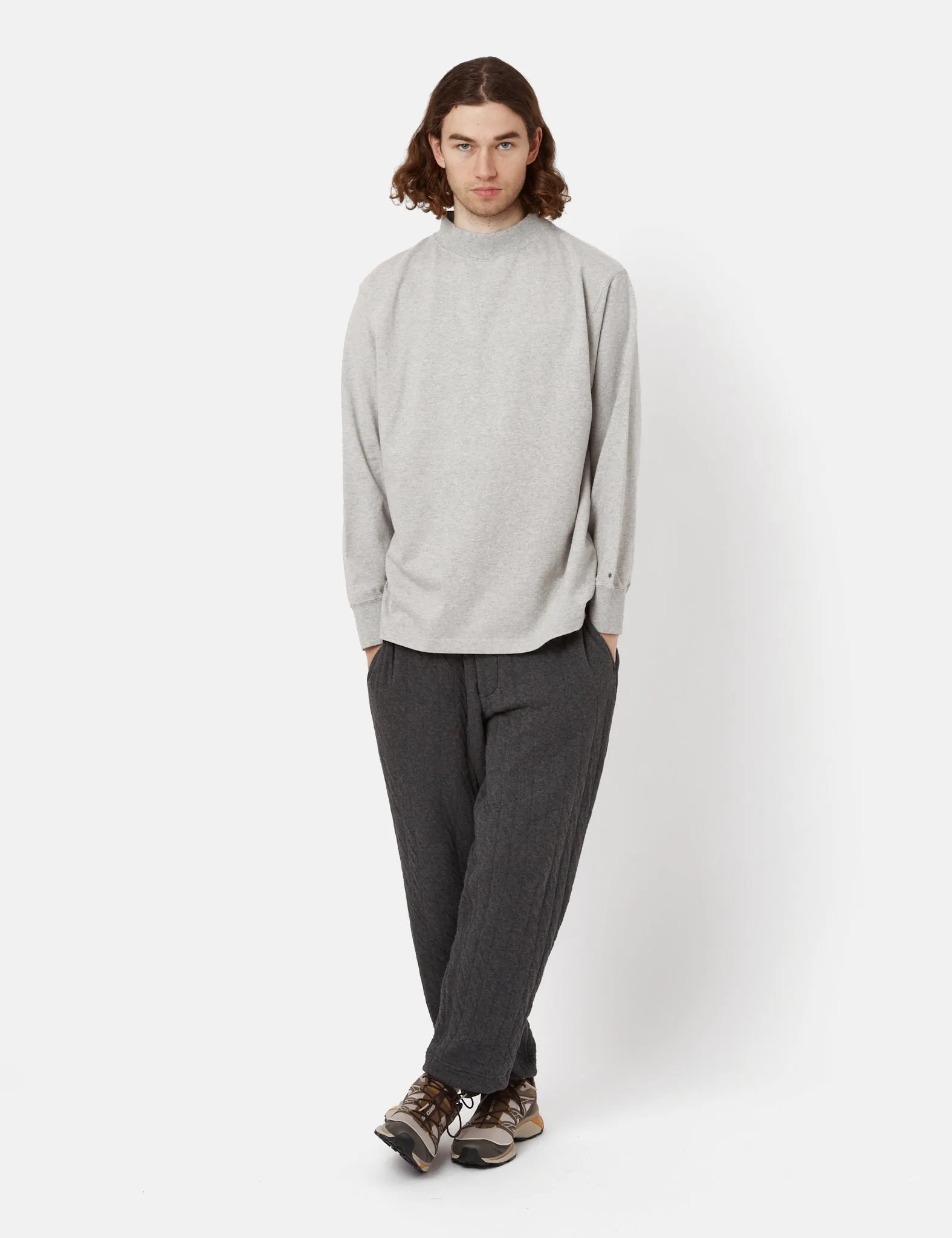 Snow Peak Recycled Cotton Heavy Mockneck Long Sleeve T-Shirt - Grey sold by Article London product image thumbnail 4