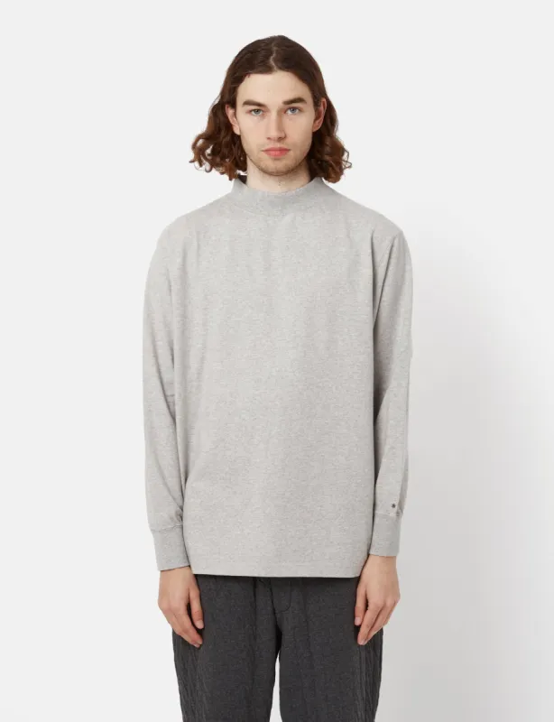 Snow Peak Recycled Cotton Heavy Mockneck Long Sleeve T-Shirt - Grey sold by Article London
