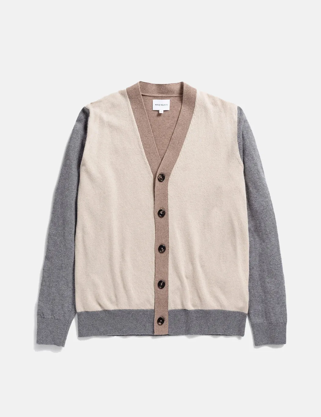 Norse Projects Adam Colour Block Cardigan - Utility Khaki Brown sold by Article London product image thumbnail 4