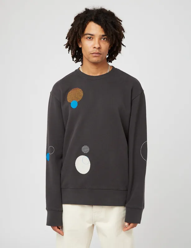 Folk Boxy Sweatshirt - Soft Black Dot Embroidery made by Folk