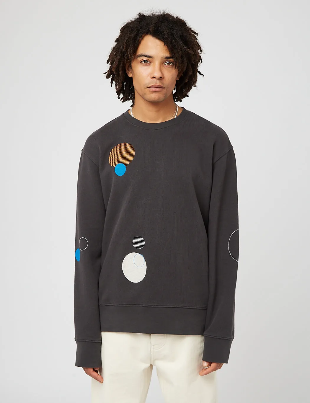 Folk Boxy Sweatshirt - Soft Black Dot Embroidery sold by Article London