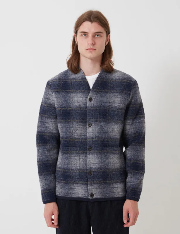Universal Works Cardigan (Austin Wool Fleece) - Navy Blue sold by Article London