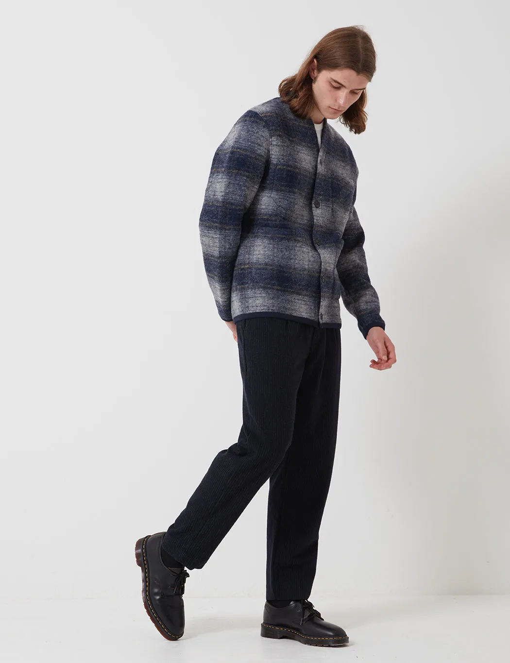 Universal Works Cardigan (Austin Wool Fleece) - Navy Blue sold by Article London product image thumbnail 3