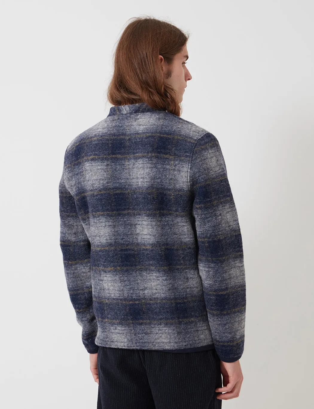 Universal Works Cardigan (Austin Wool Fleece) - Navy Blue sold by Article London product image thumbnail 5