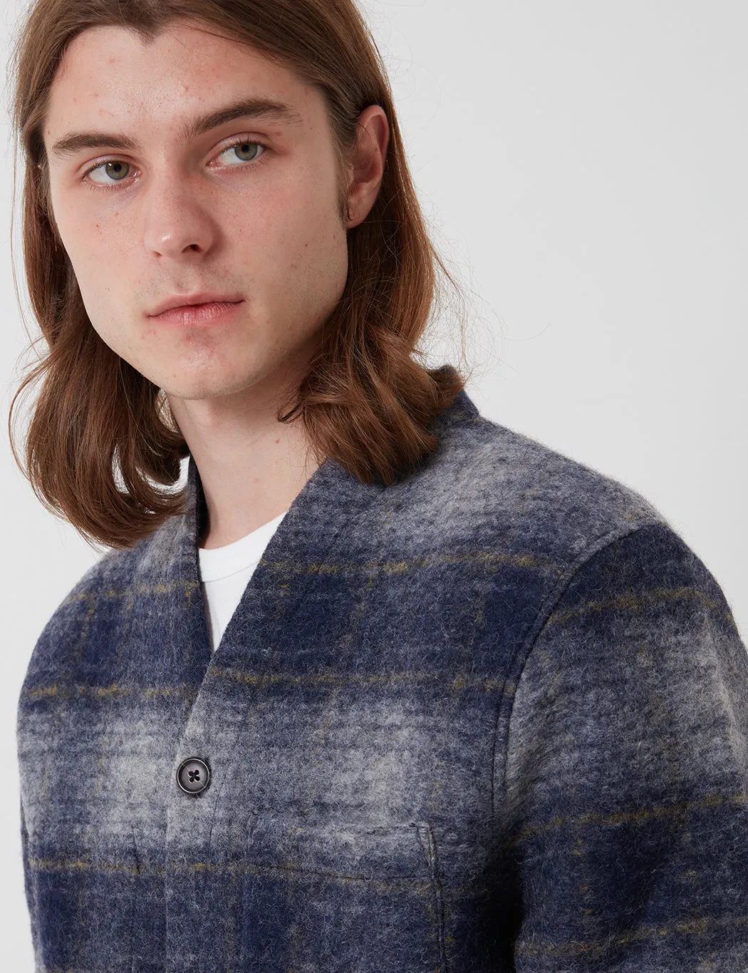 Universal Works Cardigan (Austin Wool Fleece) - Navy Blue sold by Article London product image thumbnail 2
