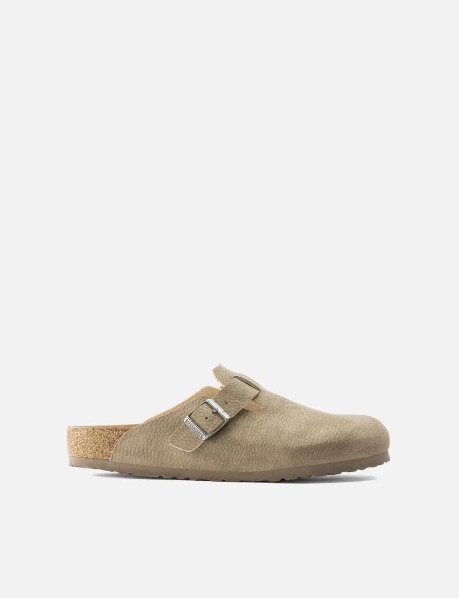 Birkenstock Boston Mules (Vegan) - Desert Dust Grey Taupe sold by Article London