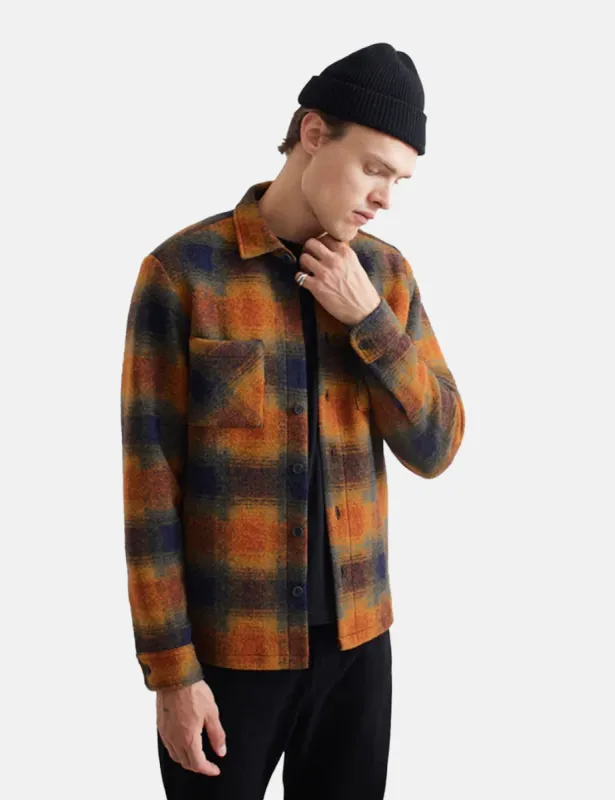 Wax London Whiting Overshirt (Pine) - Orange sold by Article London
