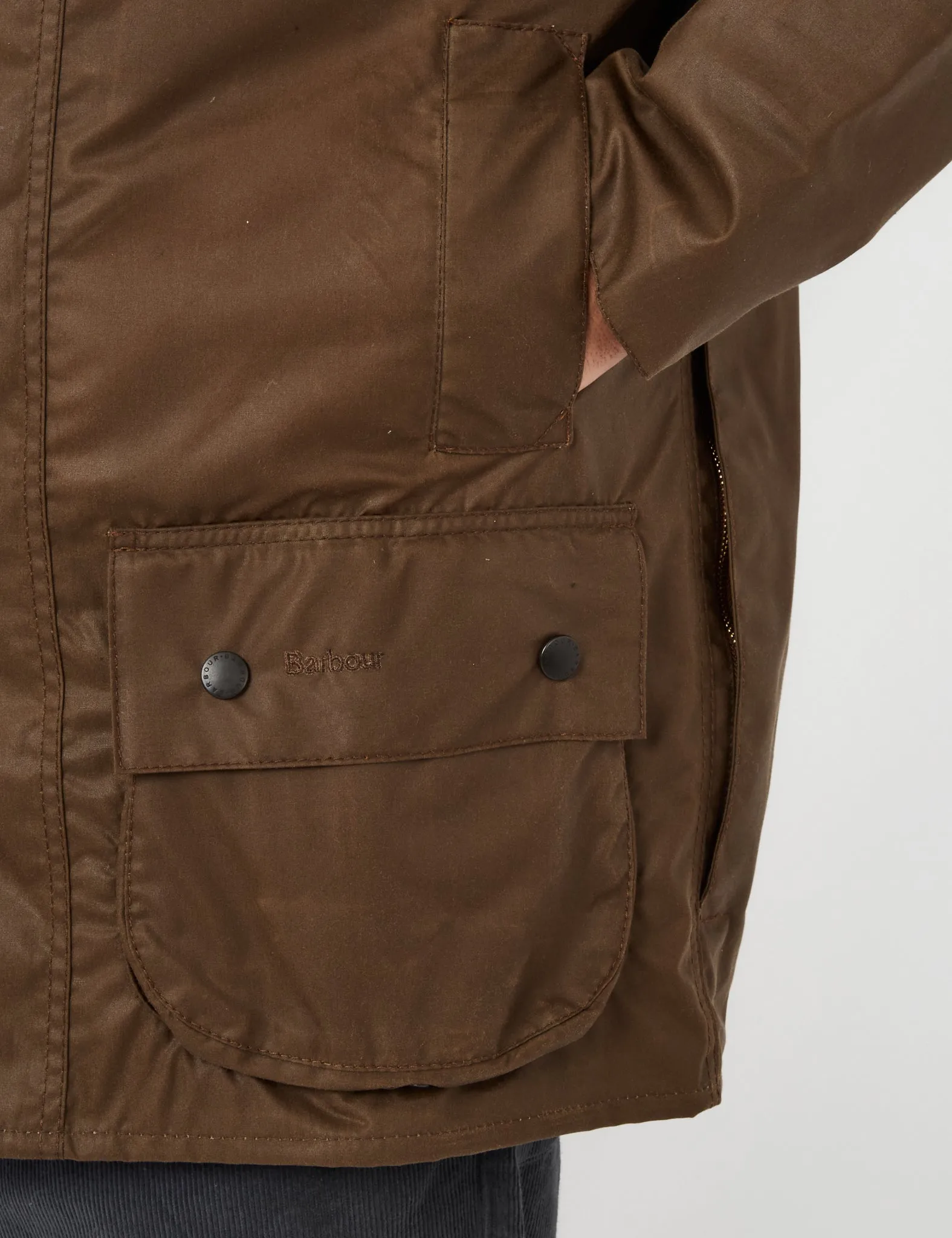 Barbour Beaufort Wax Jacket - Bark Brown sold by Article London product image thumbnail 4