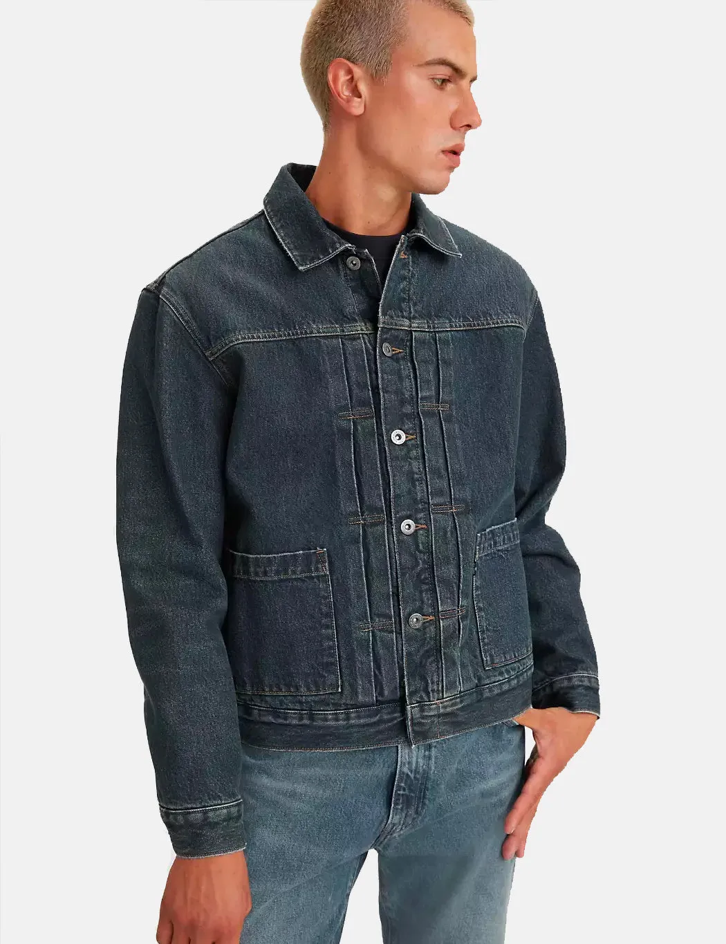 Levis Made & Crafted Type II Sherpa Jacket - Medium Indigo Blue sold by Article London product image thumbnail 3