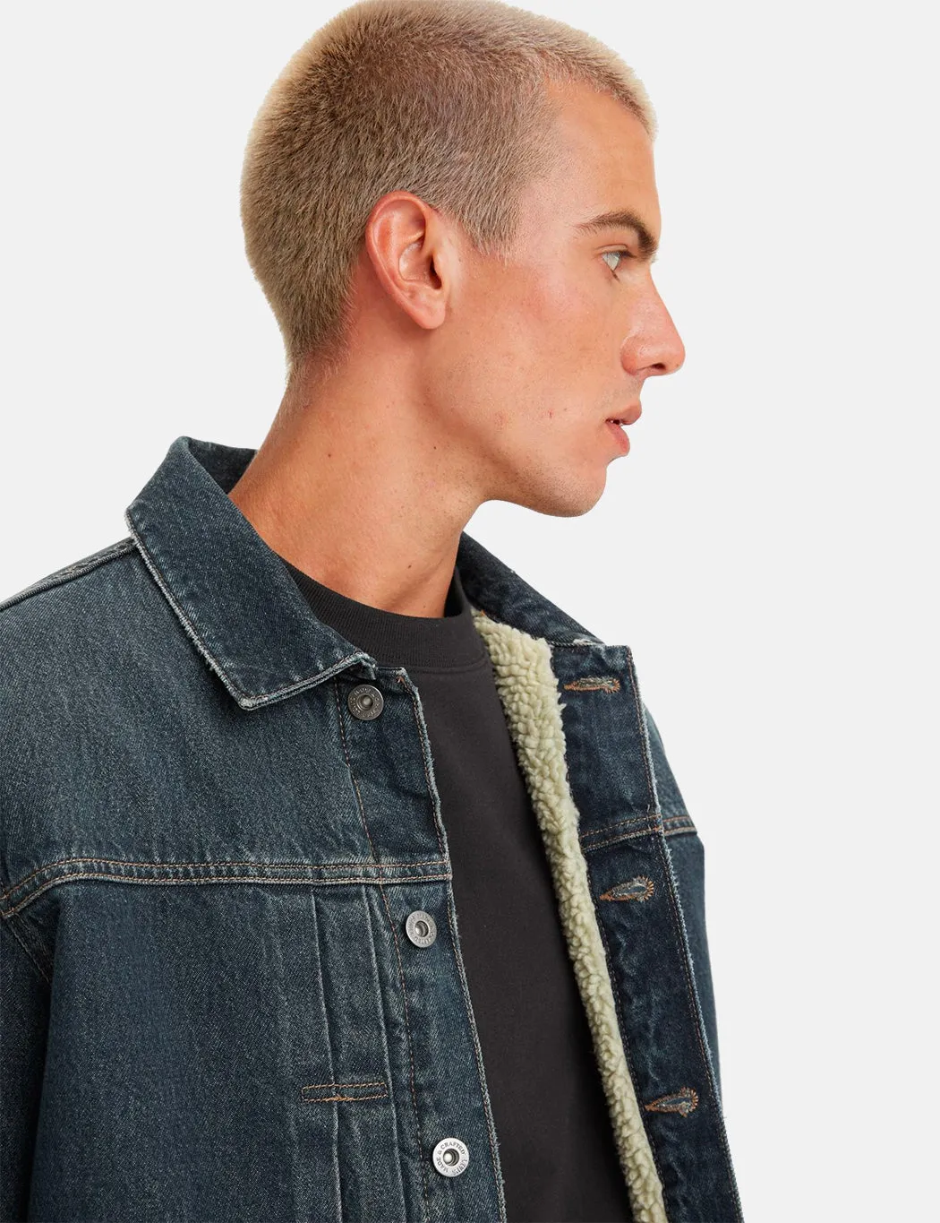 Levis Made & Crafted Type II Sherpa Jacket - Medium Indigo Blue sold by Article London product image thumbnail 2