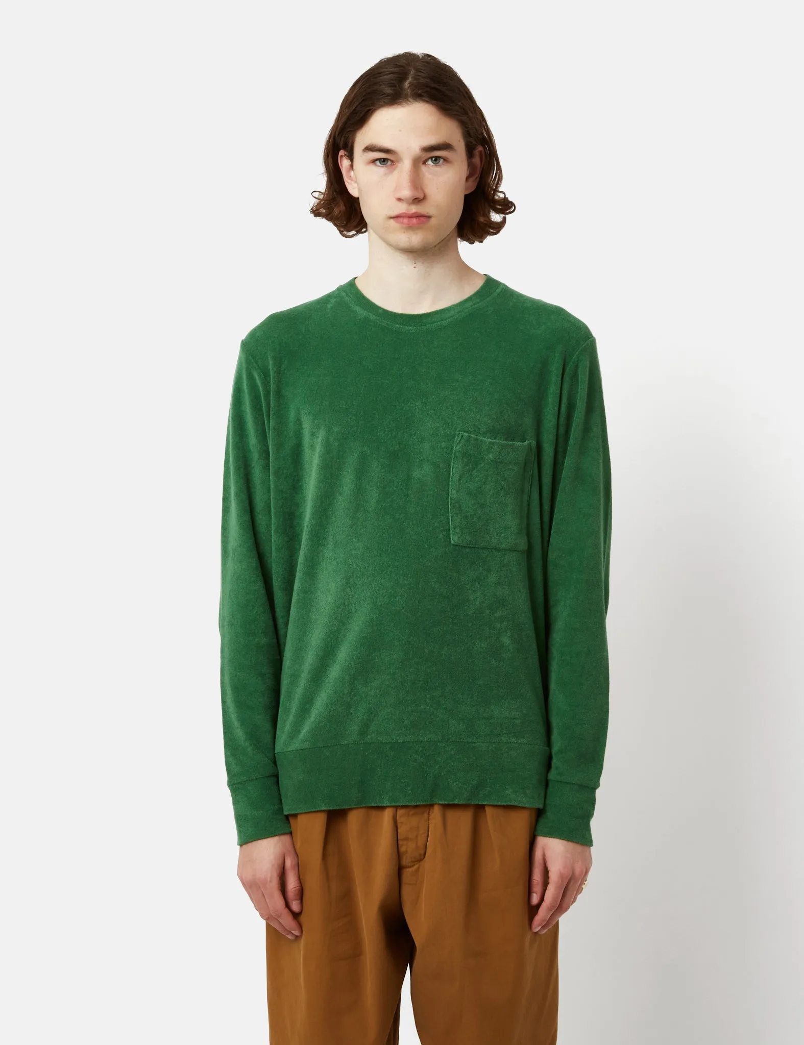 Universal Works Loose Pullover Sweatshirt (Terry Fleece) - Green sold by Article London