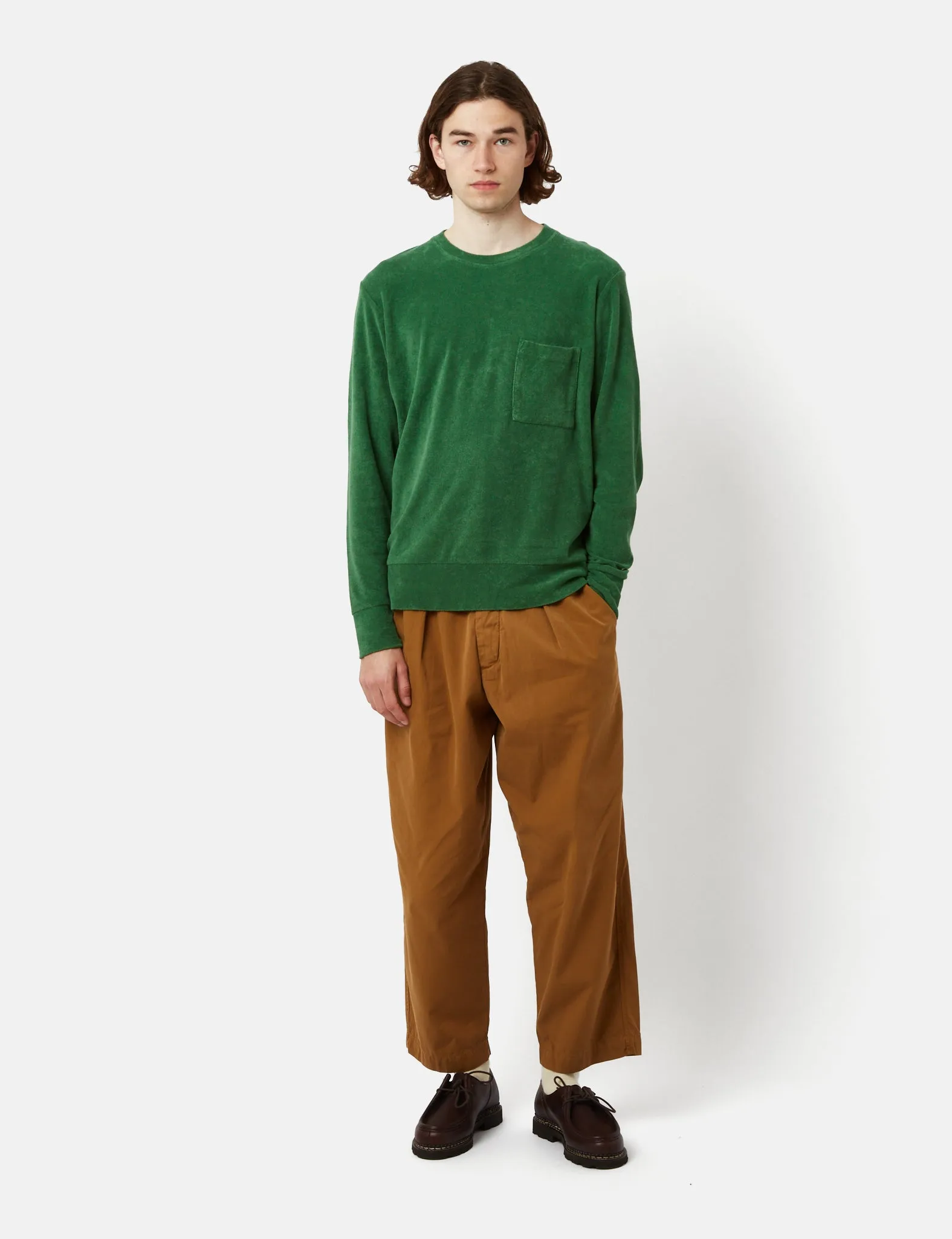 Universal Works Loose Pullover Sweatshirt (Terry Fleece) - Green sold by Article London product image thumbnail 4