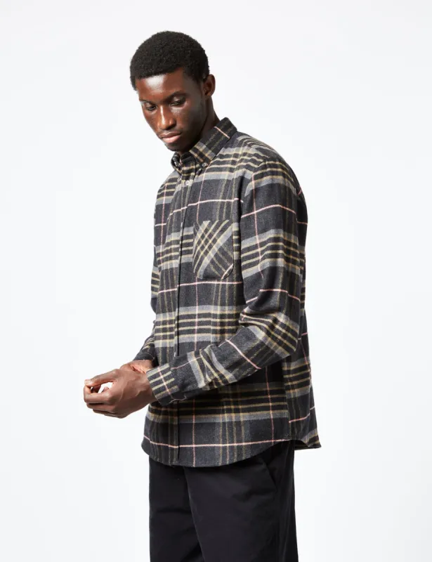 Portuguese Flannel Arquive 72 Shirt - Charcoal Grey/Pink sold by Article London