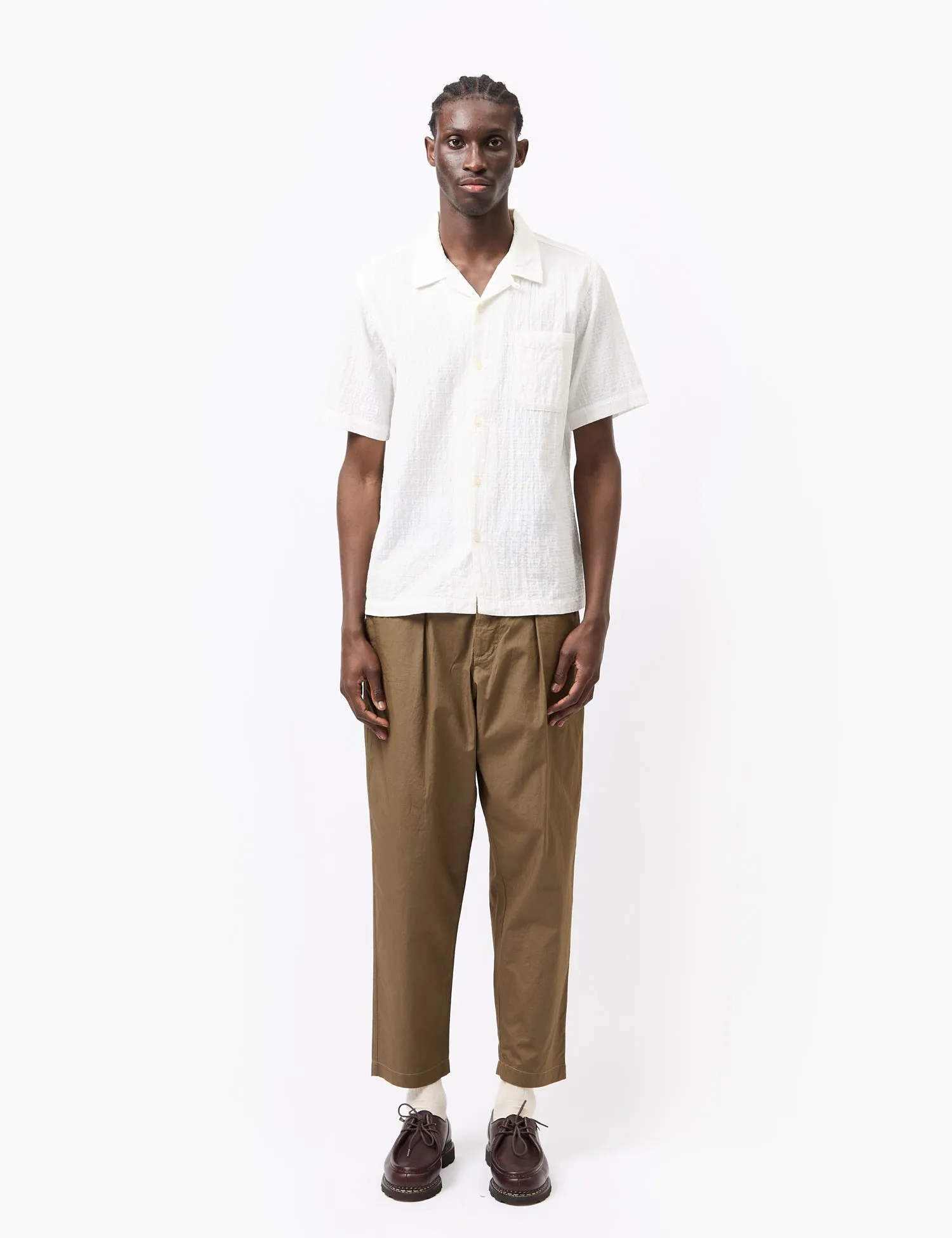 Universal Works Road Shirt (Dolly Stripe) - Ecru sold by Article London product image thumbnail 3