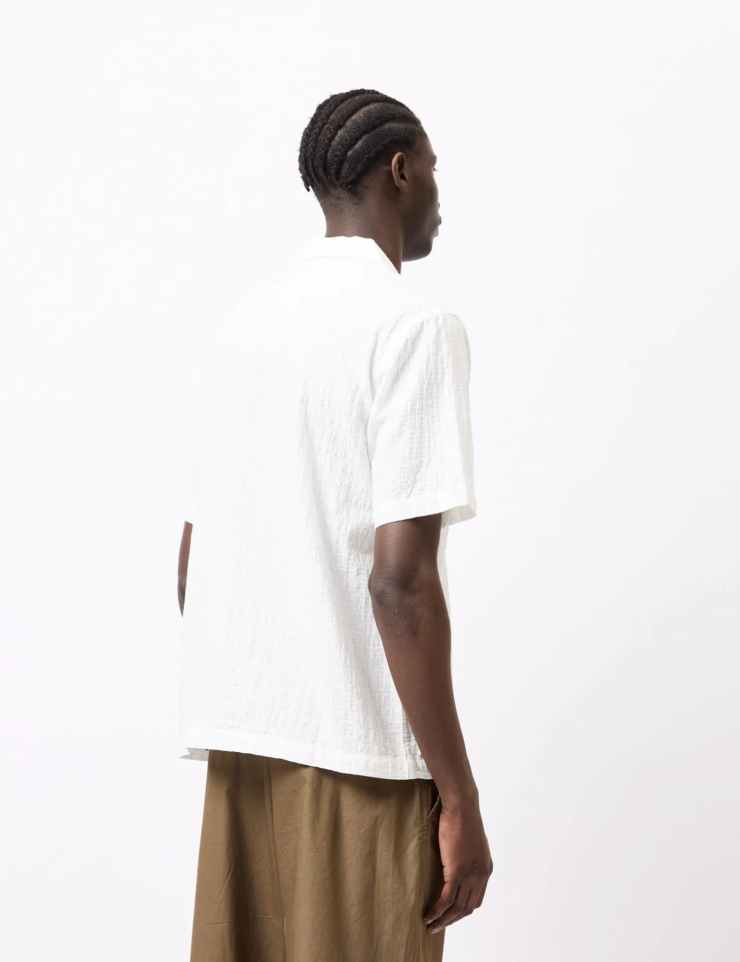 Universal Works Road Shirt (Dolly Stripe) - Ecru sold by Article London product image thumbnail 4