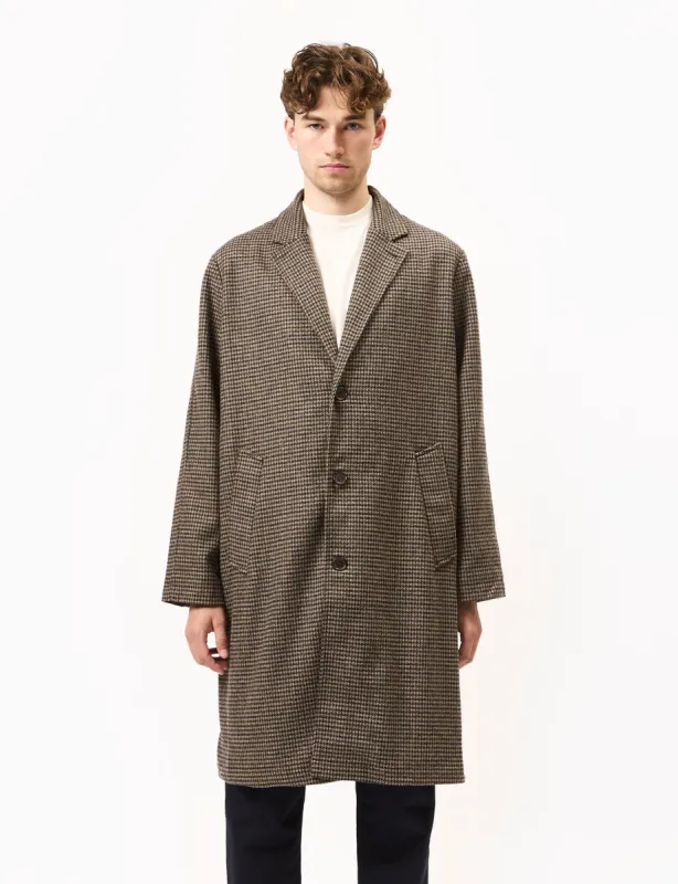 Universal Works Top Coat (Carde Tweed) - Stone/Navy Blue made by Universal Works