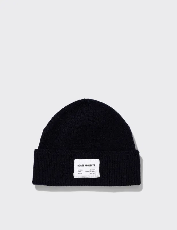 Norse Projects Watch Cap Tab Series Beanie - Dark Navy Blue sold by Article London
