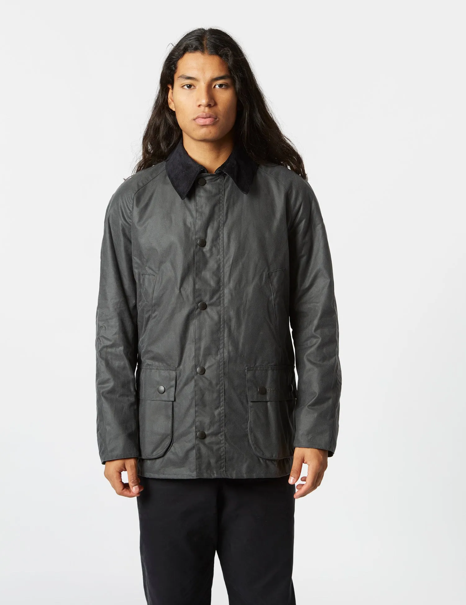 Barbour Ashby Wax Jacket - Grey/Classic sold by Article London