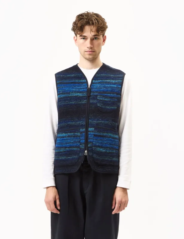 Universal Works Zip Gilet (Mississippi Fleece) - Blue sold by Article London