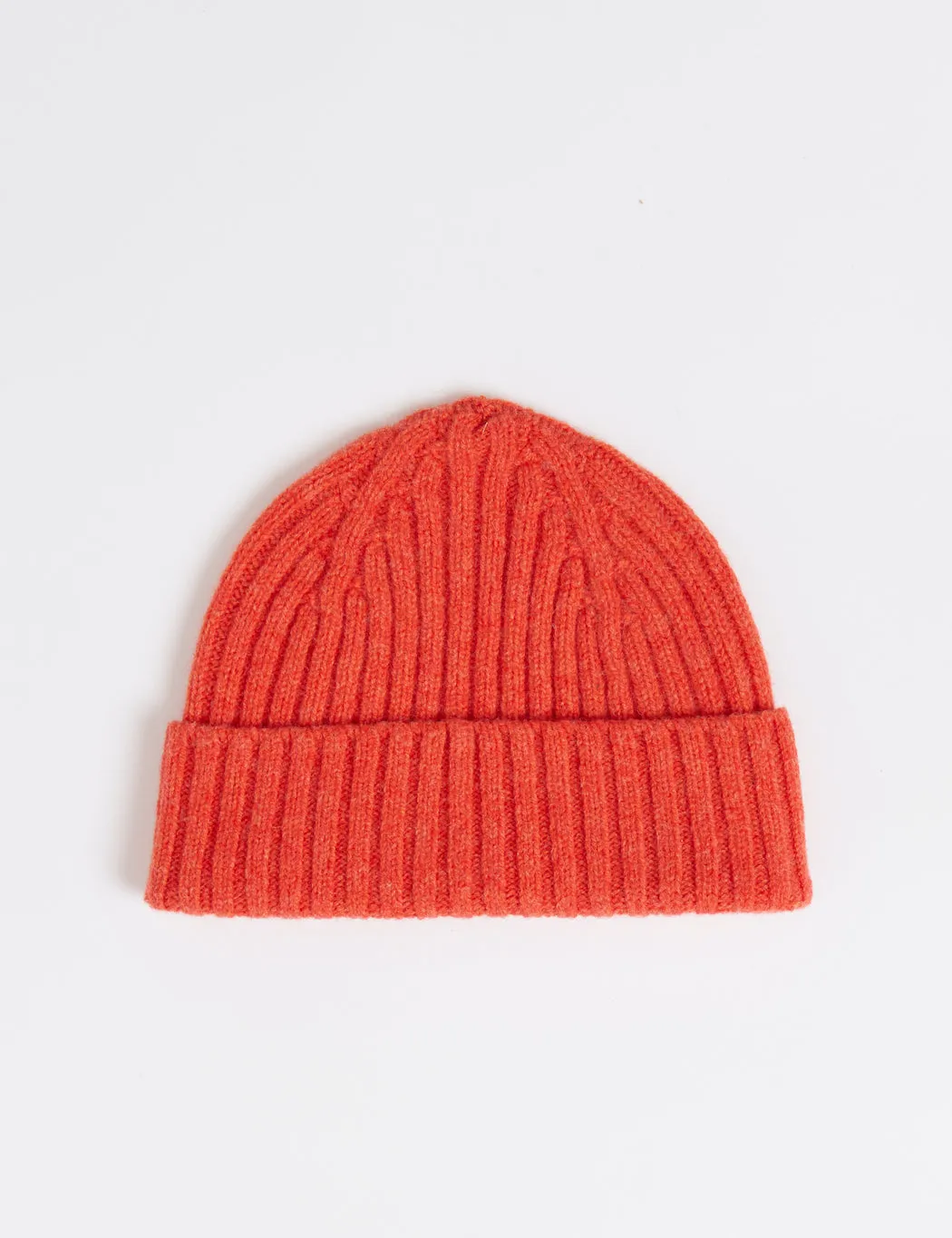 Bhode 2x2 Rib Beanie Hat (Lambswool) - Inferno Orange sold by Article London