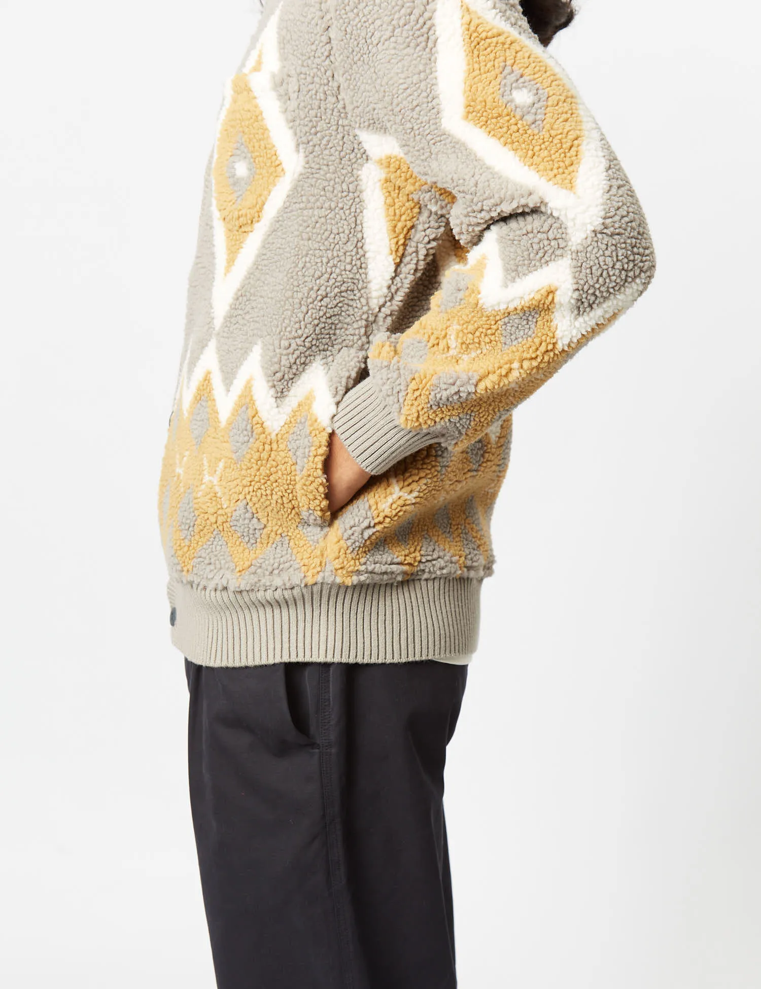 Beams Plus Boa Cardigan - Light Grey/Mustard sold by Article London product image thumbnail 2