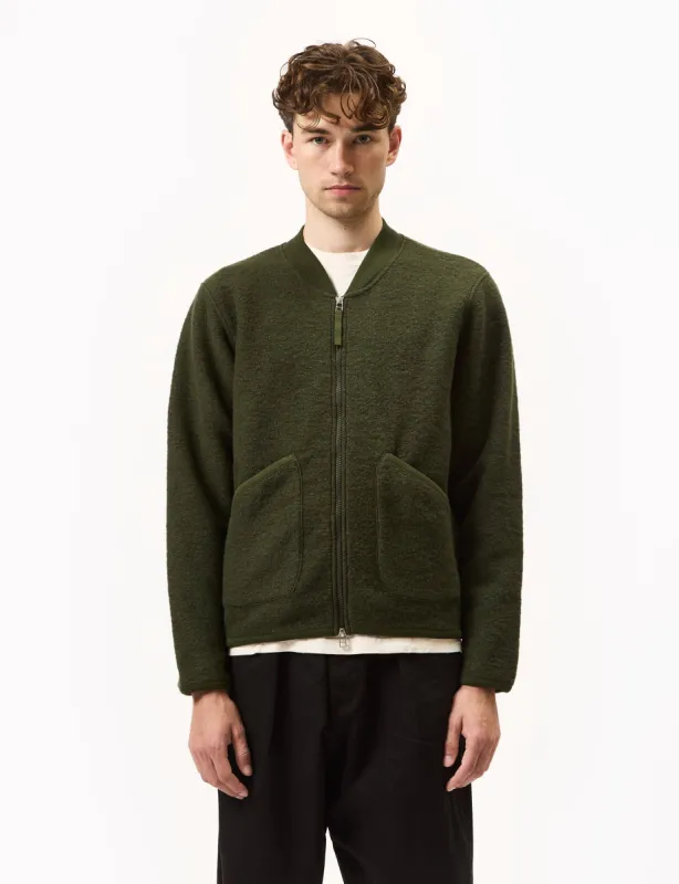 Universal Works Zip Bomber (Wool Fleece) - Olive Green sold by Article London