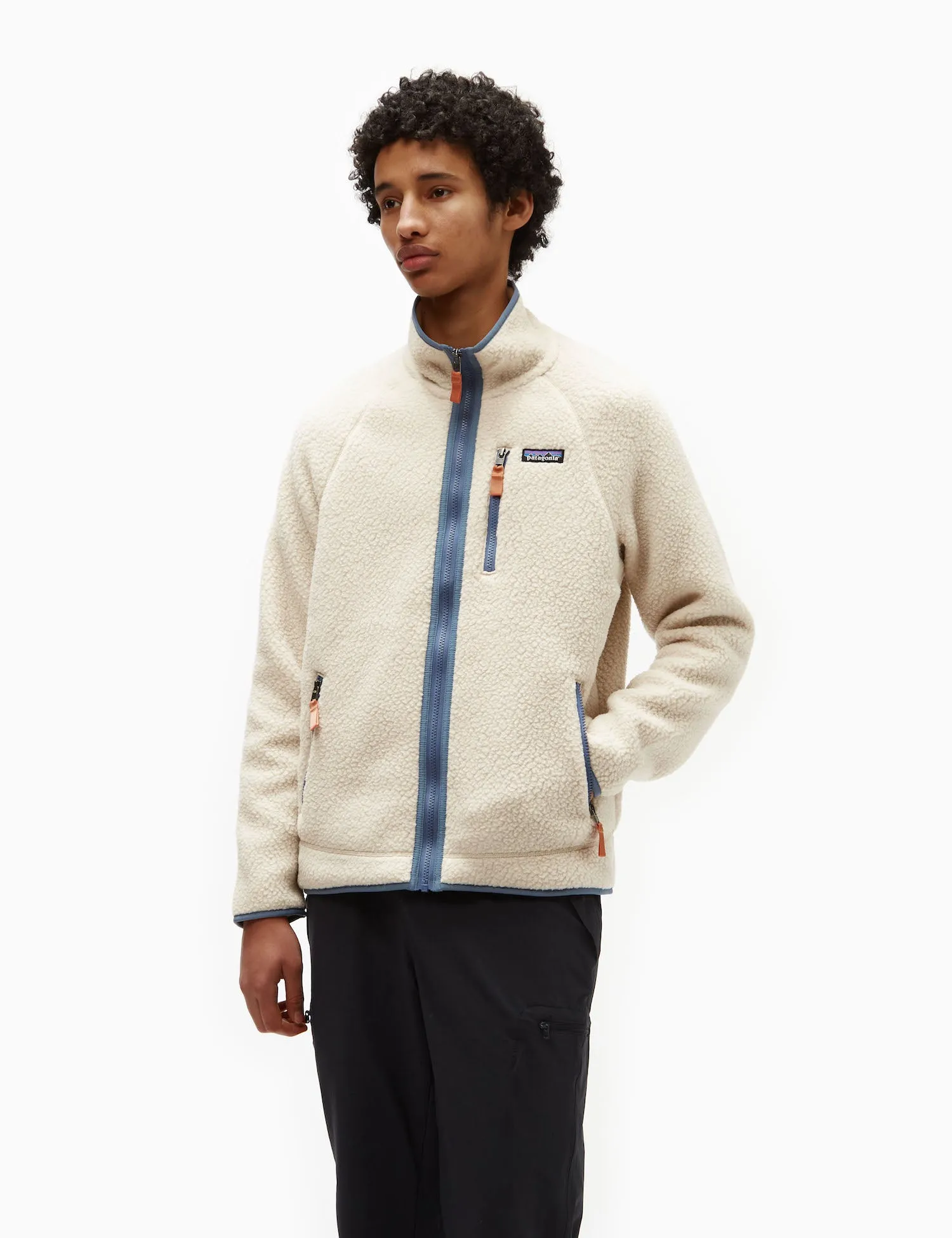 Patagonia Retro Pile Jacket - Dark Natural w/Utility Blue sold by Article London