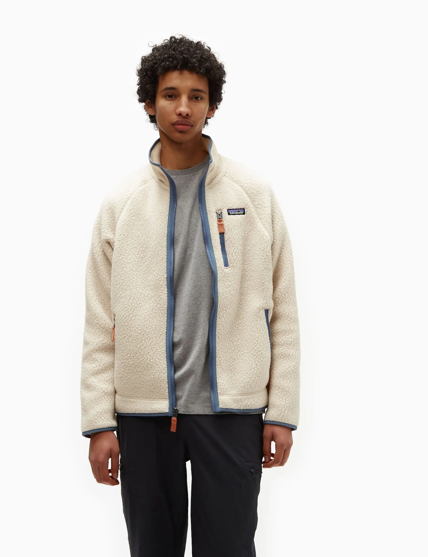 Patagonia Retro Pile Jacket - Dark Natural w/Utility Blue sold by Article London product image thumbnail 3