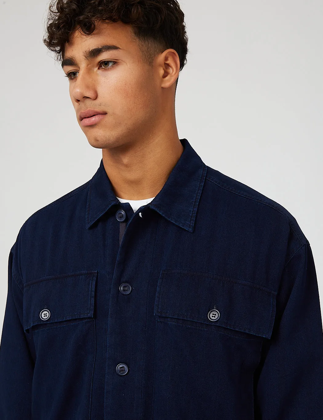 YMC Military Shirt (Herringbone Twill) - Indigo Blue sold by Article London product image thumbnail 2