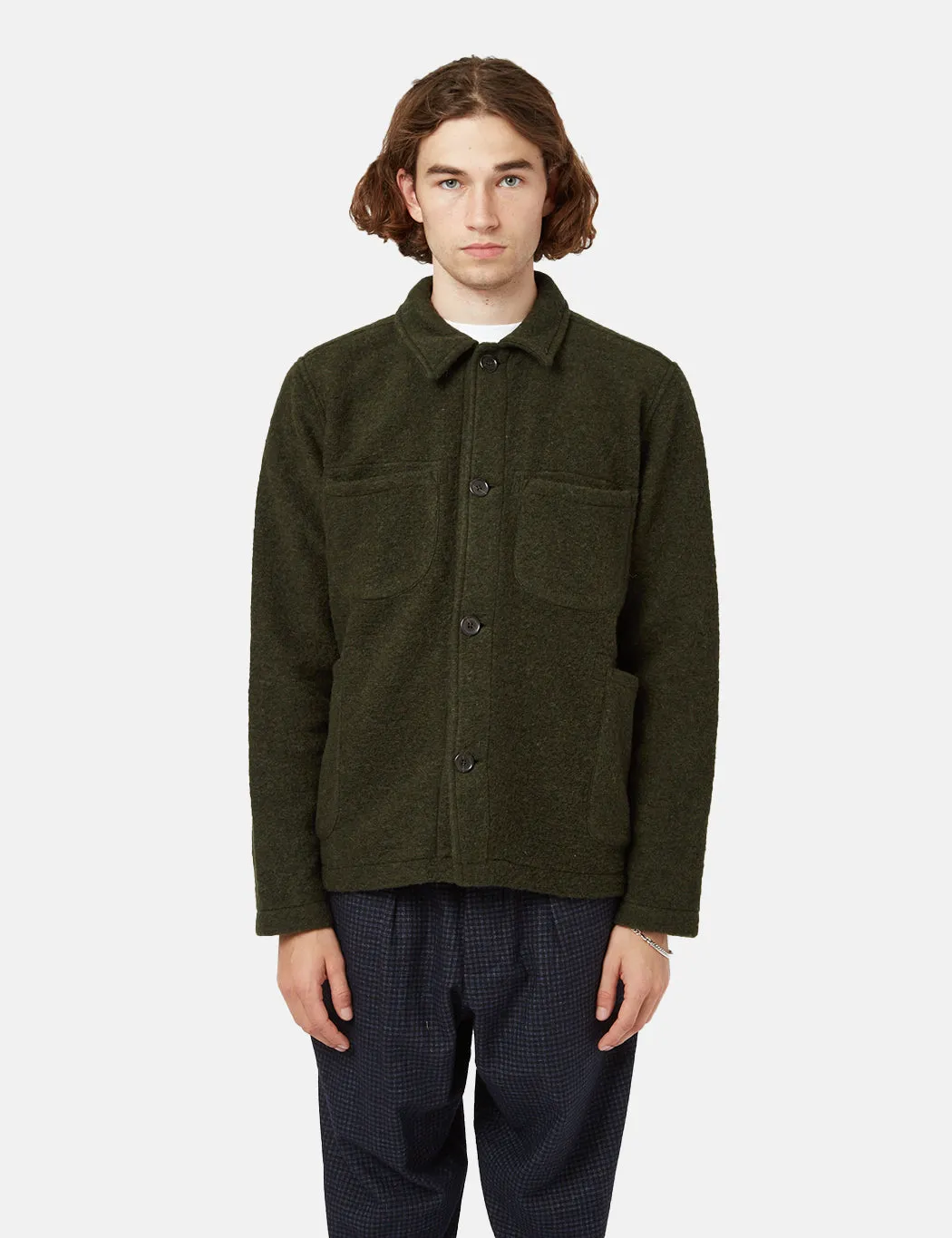 Universal Works Lumber Jacket - Olive Green sold by Article London