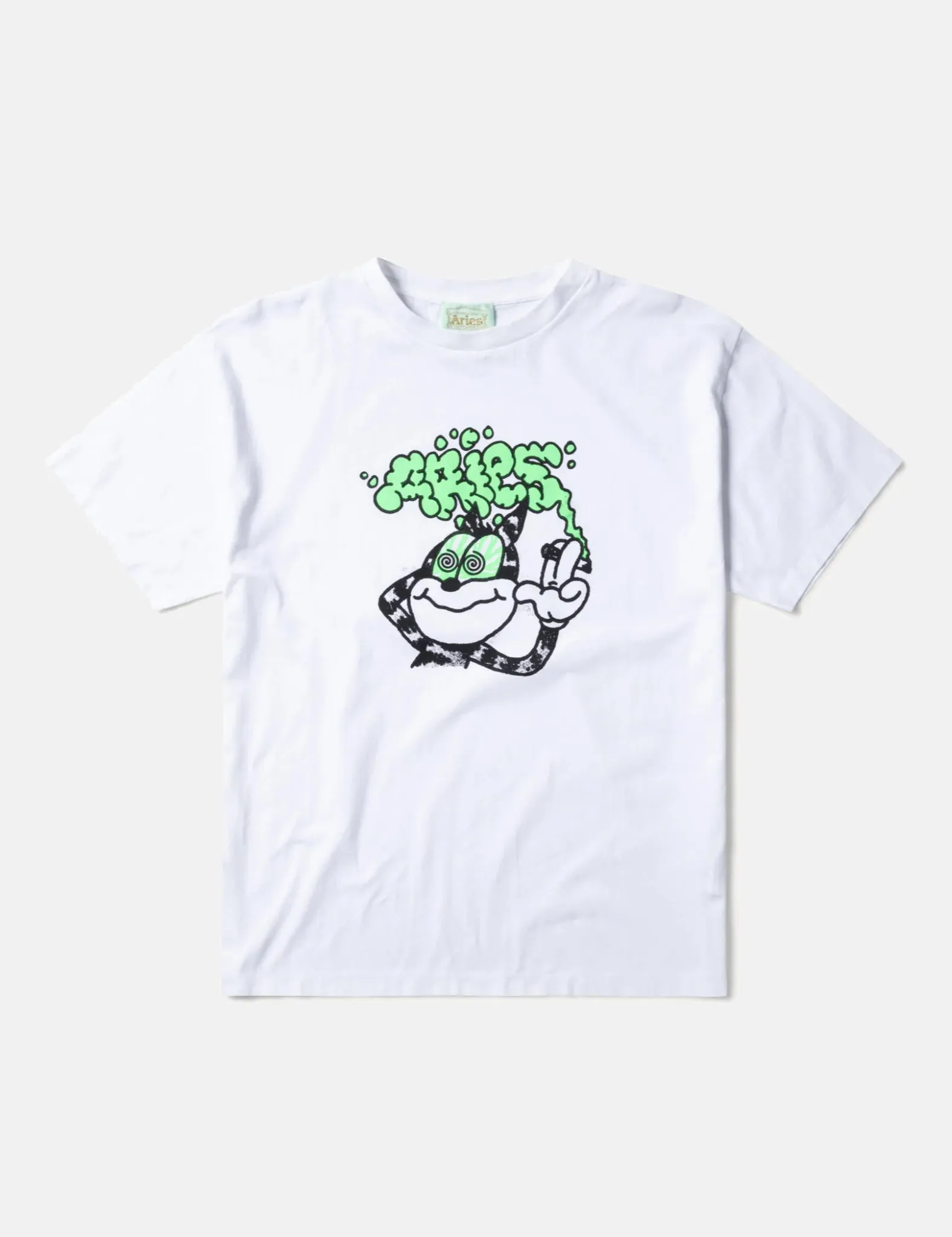 Aries Stoned Cat T-Shirt - White sold by Article London