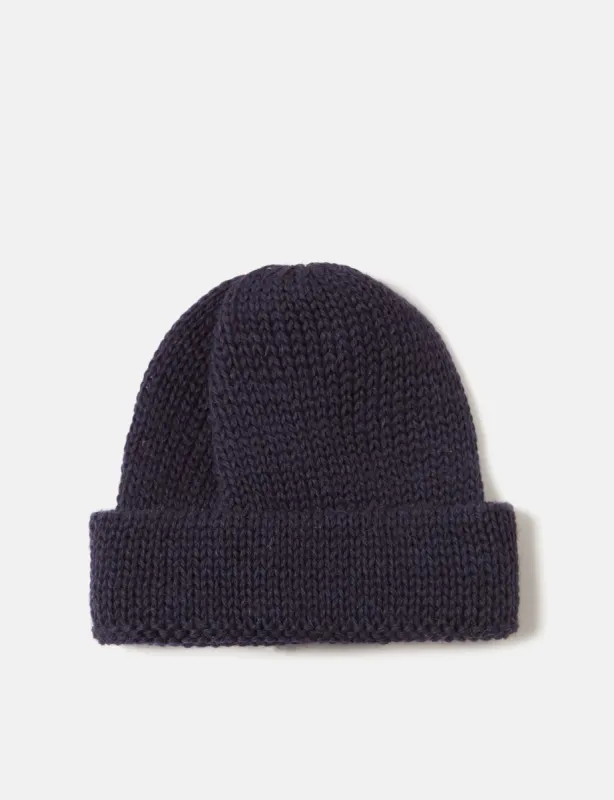 Universal Works Short Watch Beanie Ha (British Wool) - Navy Blue sold by Article London