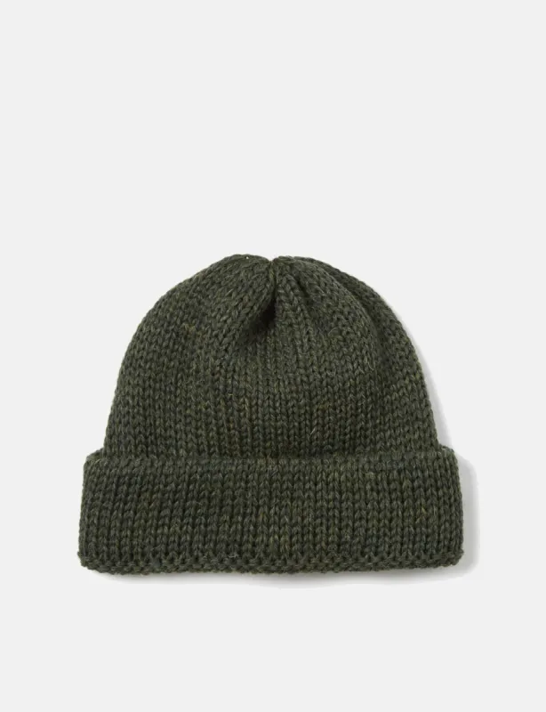 Universal Works Short Watch Beanie Hat (British Wool) - Olive Green sold by Article London