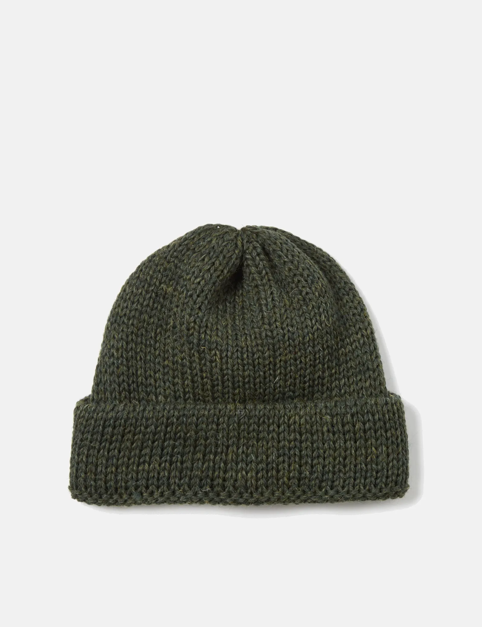 Universal Works Short Watch Beanie Hat (British Wool) - Olive Green sold by Article London