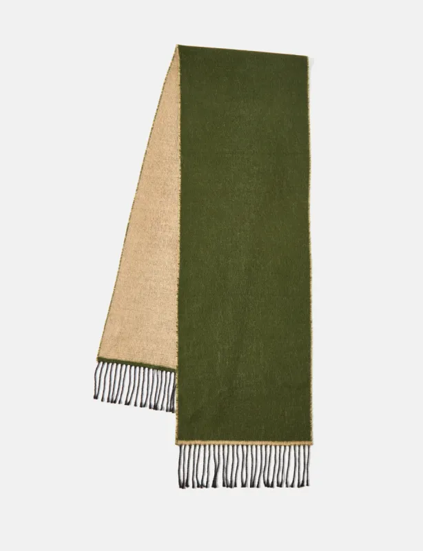 Universal Works Scarf (Double Sided) - Olive Green/Beige sold by Article London