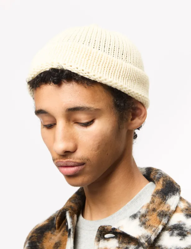 Universal Works Short Watch Beanie Hat (British Wool) - Ecru sold by Article London