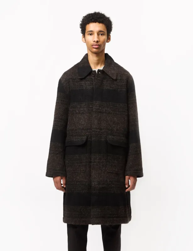 Universal Works Account Coat (Alpaca Rec Mix) - Brown/Black made by Universal Works