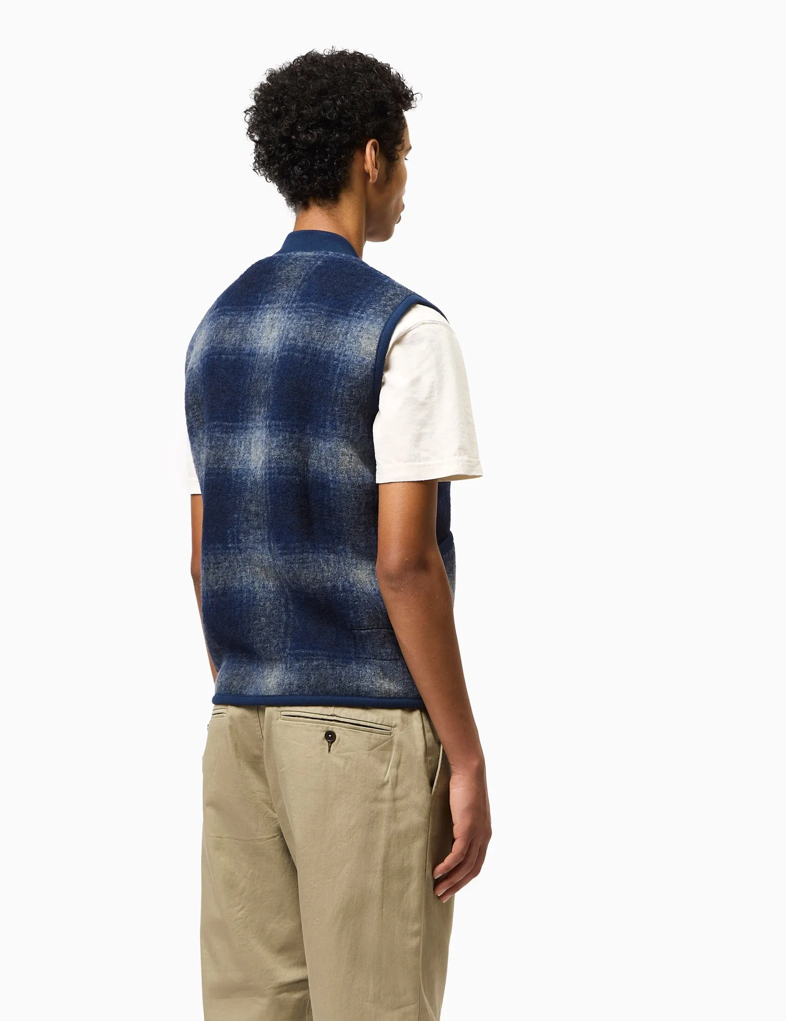 Universal Works Zip Waistcoat (Fresco Fleece) - Navy/Grey sold by Article London product image thumbnail 3