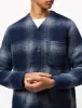 Universal Works Cardigan (Fresco Fleece) - Navy Blue/Grey sold by Article London