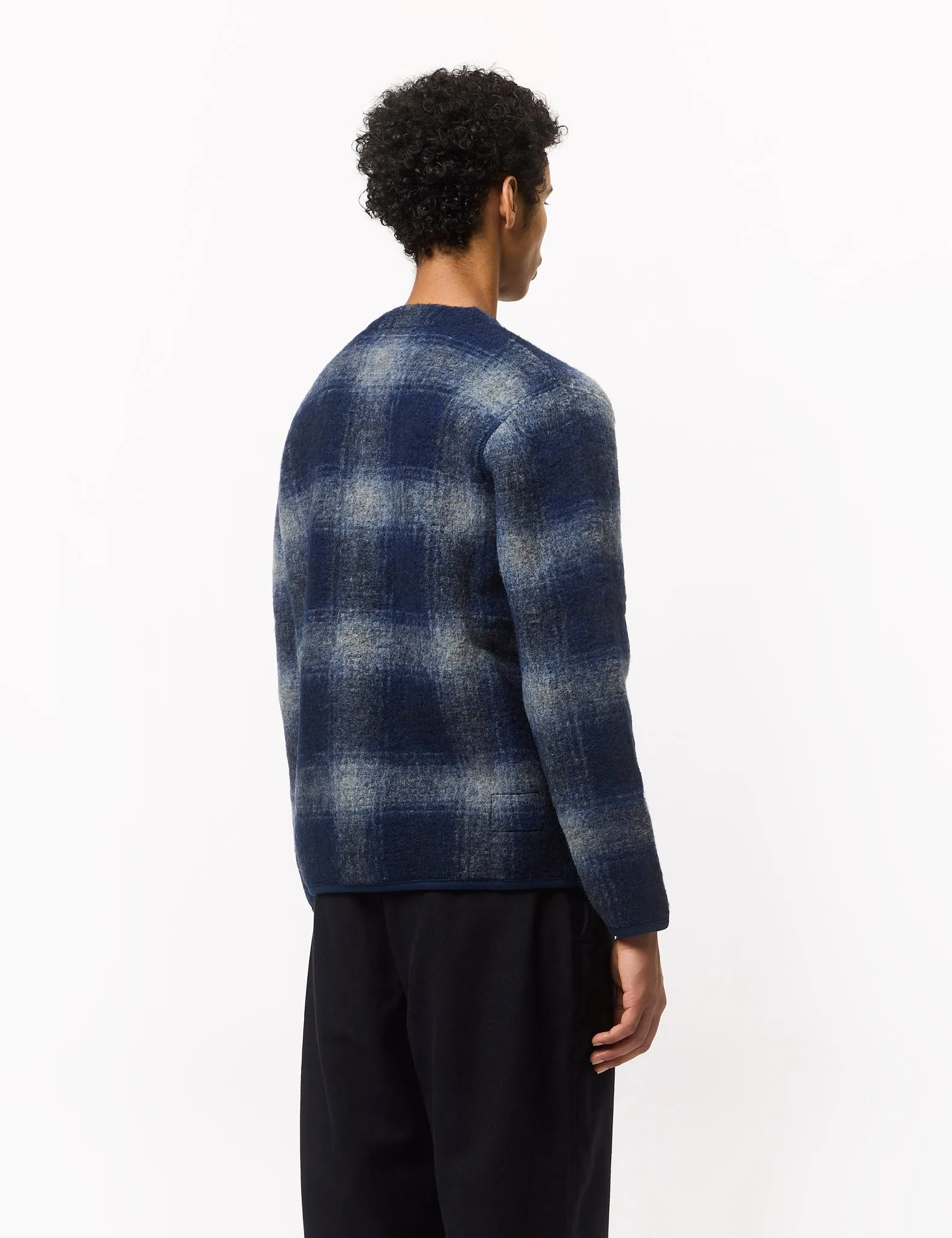 Universal Works Cardigan (Fresco Fleece) - Navy Blue/Grey sold by Article London product image thumbnail 5