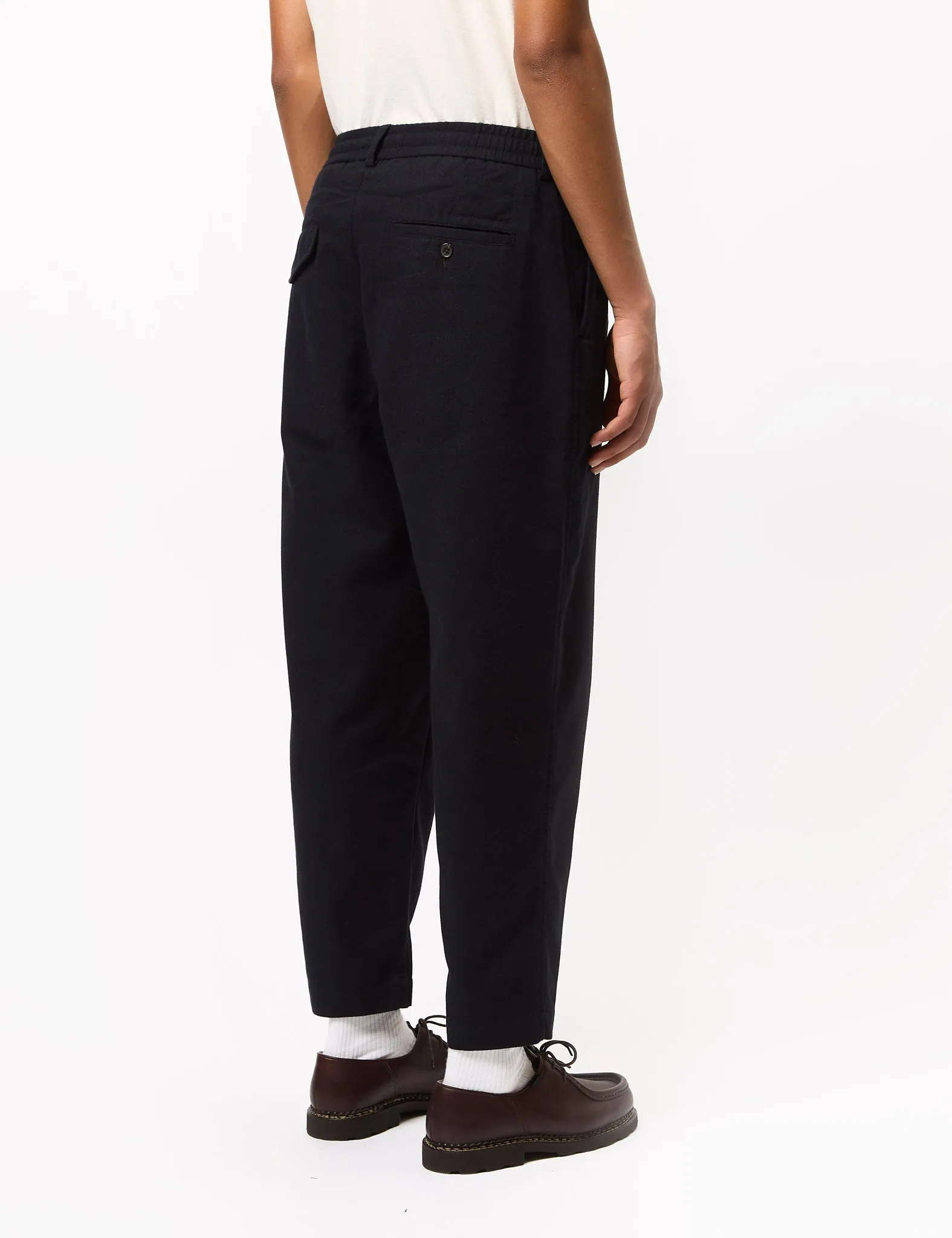 Universal Works Pleated Track Pant (Italian Tweed) - Navy Blue sold by Article London product image thumbnail 5