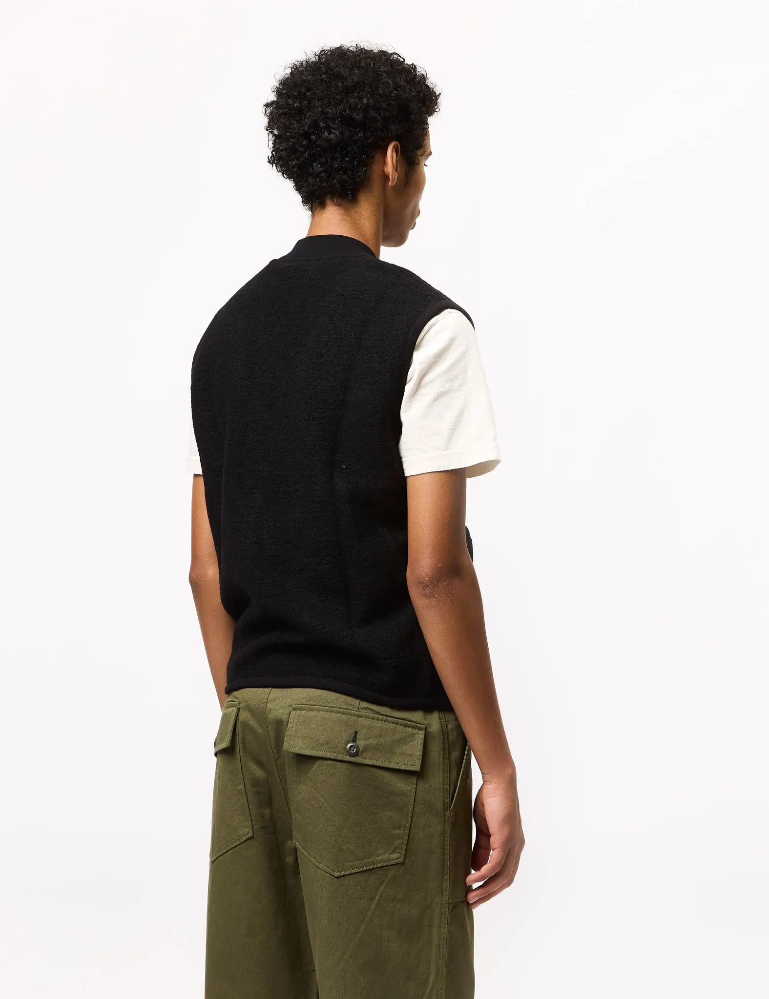 Universal Works Zip Waistcoat (Wool Fleece) - Black sold by Article London product image thumbnail 4