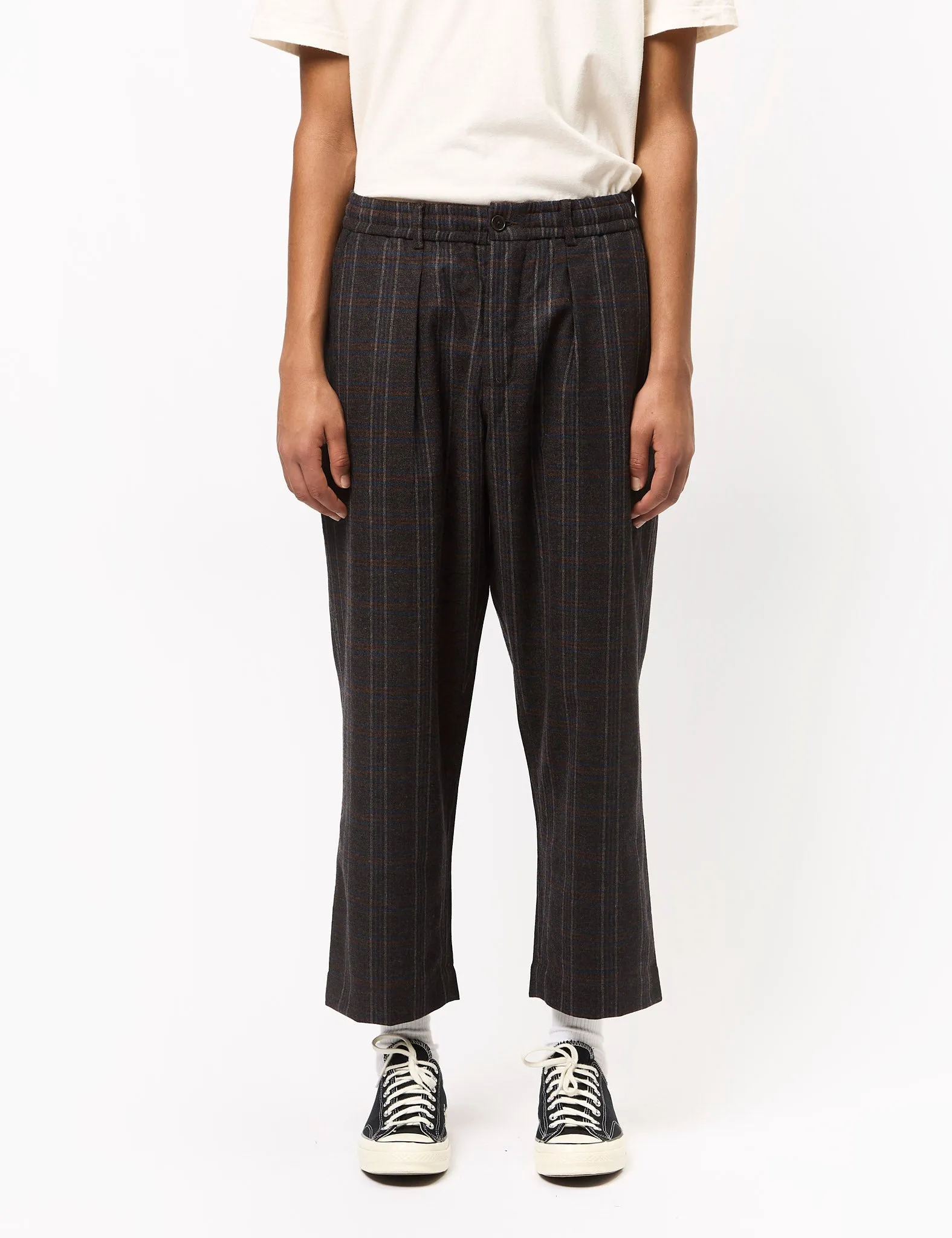 Universal Works Oxford Pant (Twist Wool Check) - Brown sold by Article London