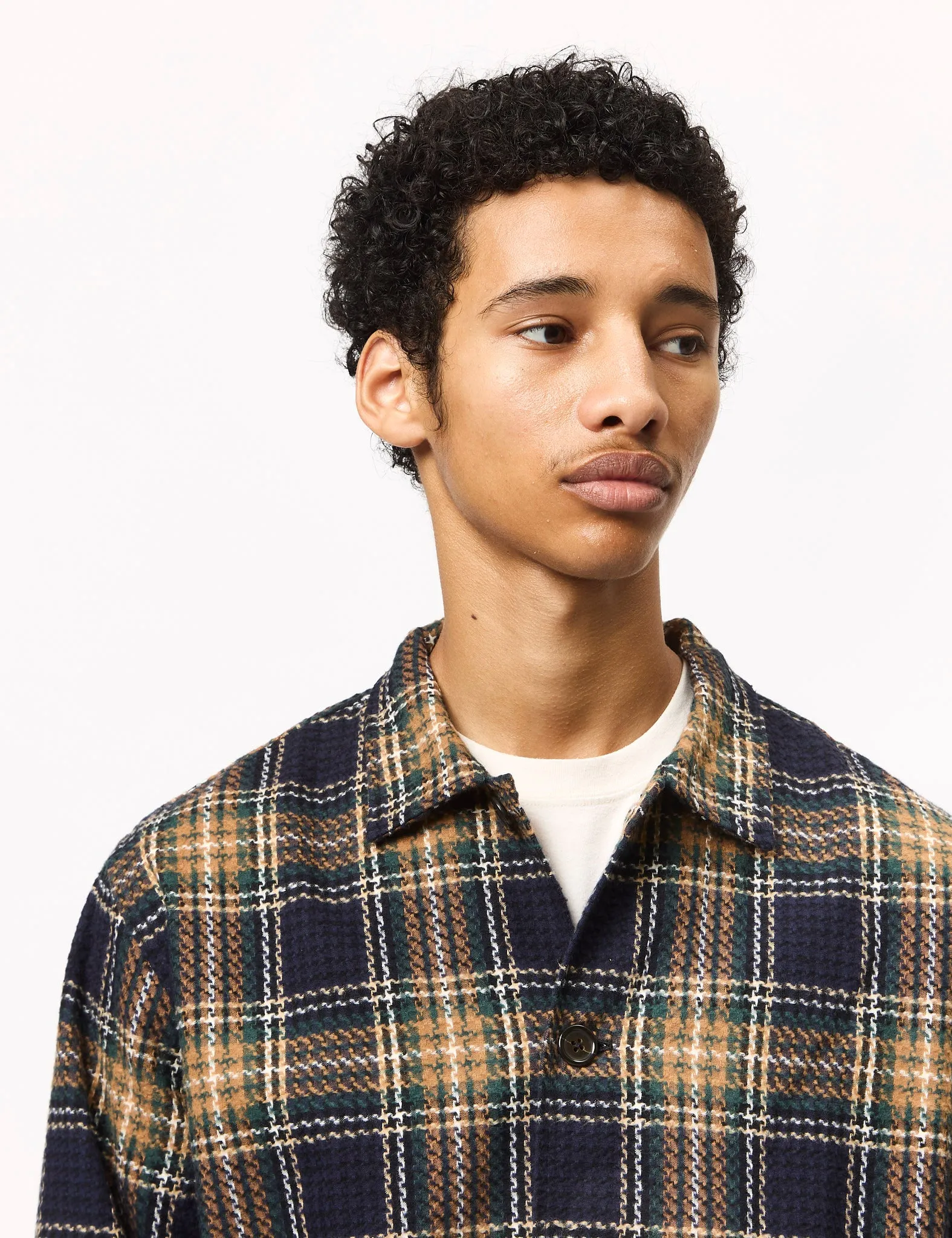 Universal Works Easy Jacket (Lake Cotton) - Navy Blue/Green sold by Article London product image thumbnail 3