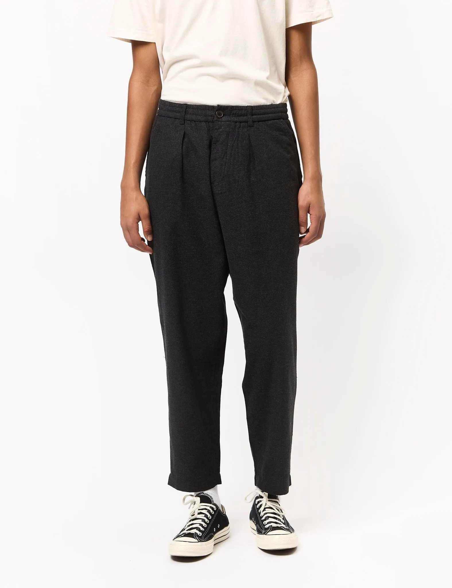 Universal Works Pleated Track Pant (Cotton) - Charcoal Grey sold by Article London