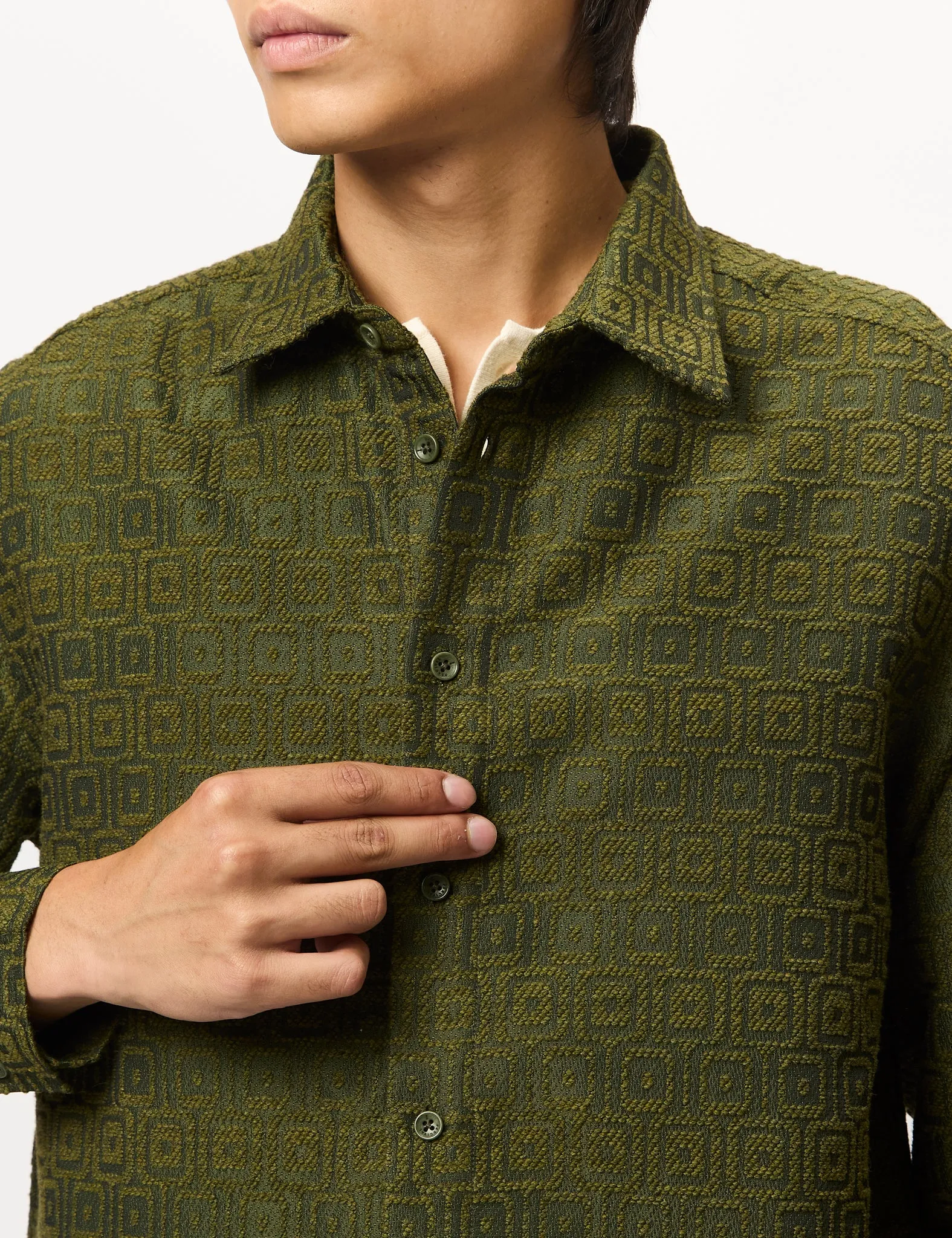 Percival Antique Moquette Shirt (Wool Blend) - Forest Green sold by Article London product image thumbnail 2