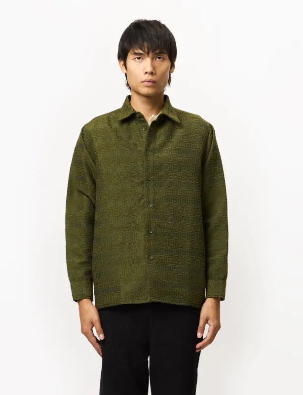 Percival Antique Moquette Shirt (Wool Blend) - Forest Green made by Percival