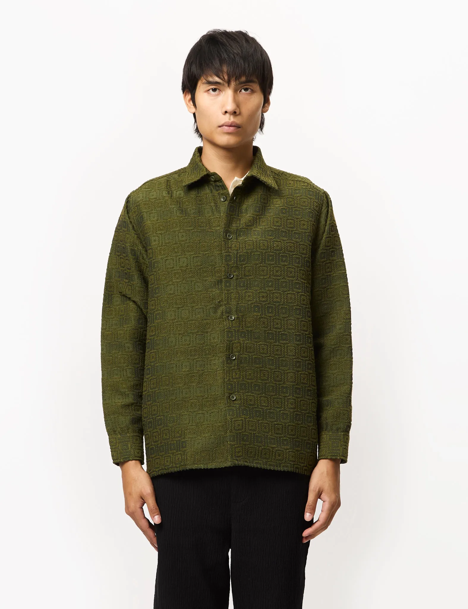 Percival Antique Moquette Shirt (Wool Blend) - Forest Green sold by Article London