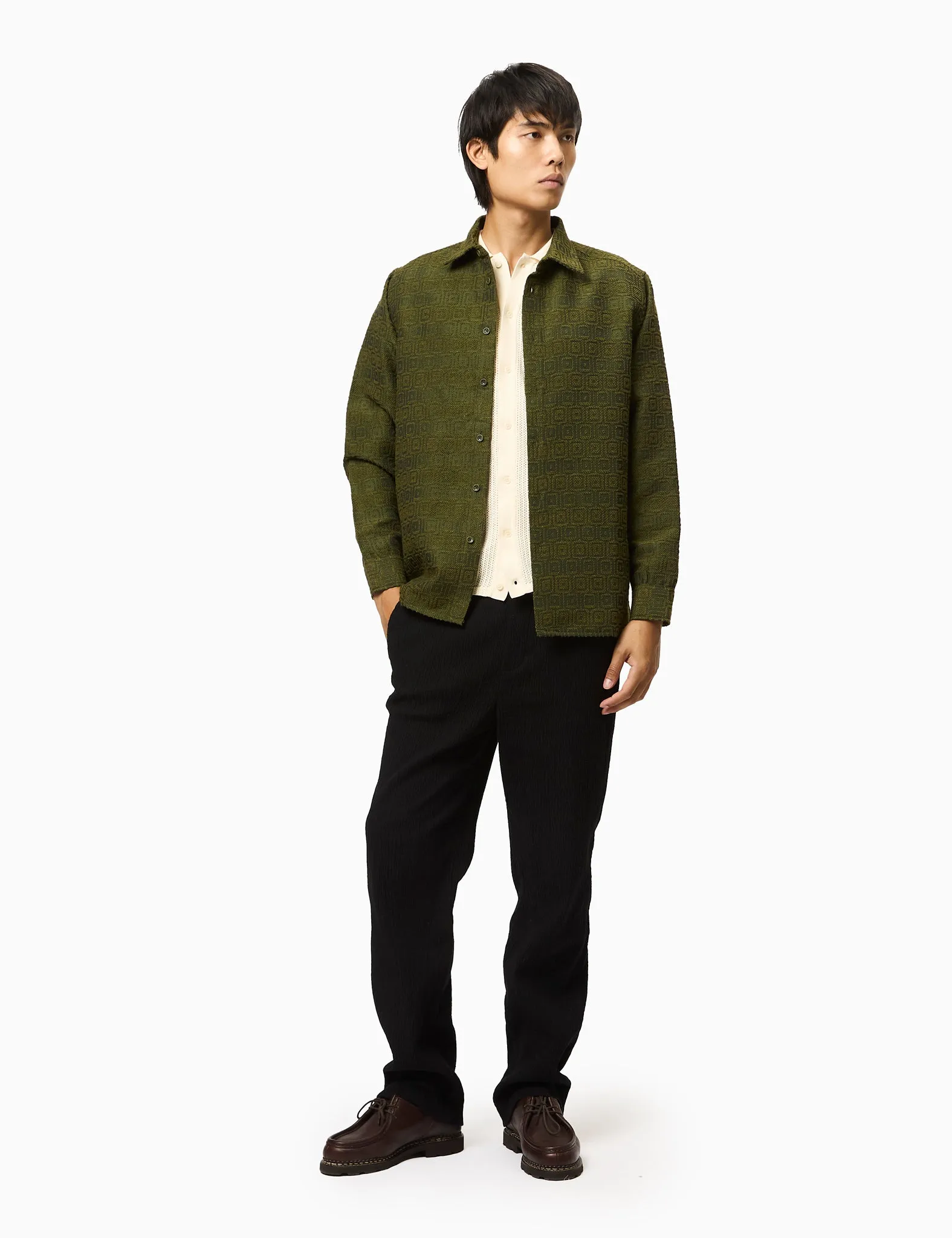 Percival Antique Moquette Shirt (Wool Blend) - Forest Green sold by Article London product image thumbnail 3